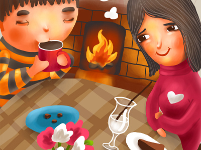 Mail.Ru Theme Part 1 breakfast character couple dinner illustration love valentine warm