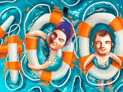 For Behance Russia (4000 followers) drawing illustration photoshop pool swim