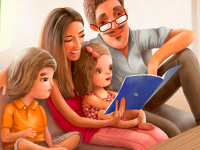 Family family home illustration love reading smile together unite