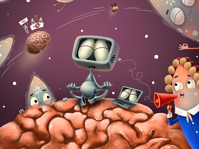 Magazine Cover: Kvantick August 2021 alien cartoon character children cover illustration kids robot science space