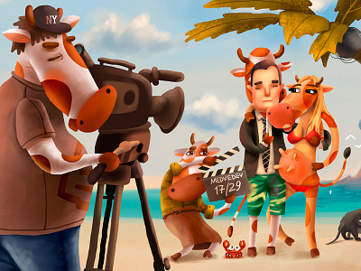Smetana Medvedev 1 beach cartoon cow facebook fun illustration sketch