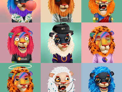 My lions for avaxlions.com NFT cartoon cg character children collection illustration kids lion nft nfts smile