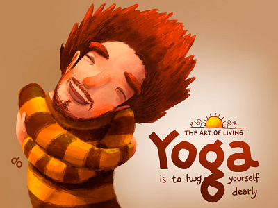 Yoga is to unite within yourself calm illustration love man meditation peace smile soul yoga