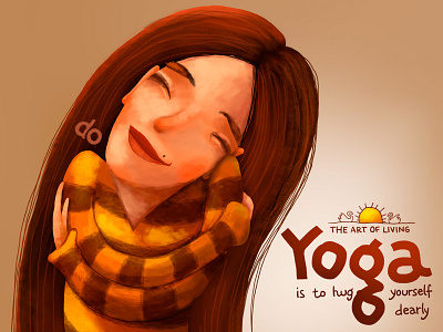 Yoga is to hug yourself dearly art of living breath calm hug love meditation peace sri sri yoga union unite woman yoga