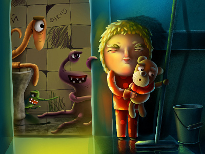 Kid in hospital 2 children horror hospital illustration kid