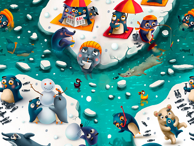 Education Mat for Kids arctic bear children fish ice kid ocean penguin school snow vacation winter