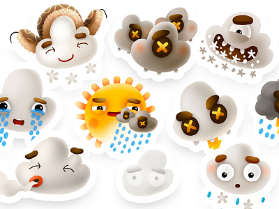 Weather icons cg character characters cloud icon rain snow stickers sun weather