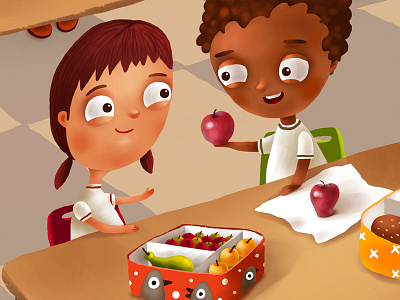 Apple Sharing apple child children gift give happy kids lunch present share sharing