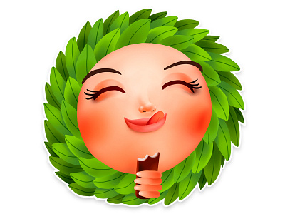 Quin Bite chocolate emoji girl like portrait raw smile sticker telegram vegan vegetarian