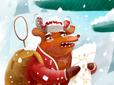 My lost bear bear bear illustration cartoon cg character illustration new year russia winter