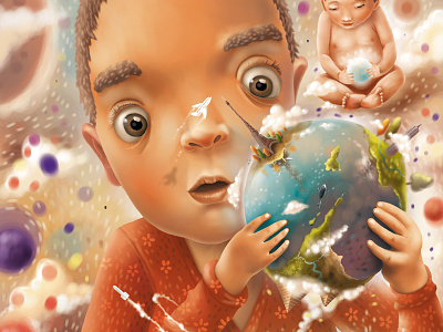 World Creating Final (Part) boy commission creation creativity earth god illustration kid universe wonder world