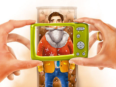 Working on an Advert ill ad advert advertising camera character door flat hands illustration man new year photo