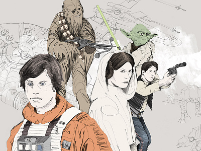 Rolling Stone Star Wars Illustration chewie design drawing editorial illustration jedi pencil star wars yoda