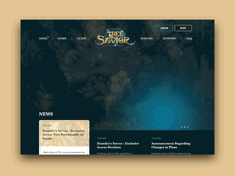 The concept of website for the online game “Tree of Savior”. design game redesign web
