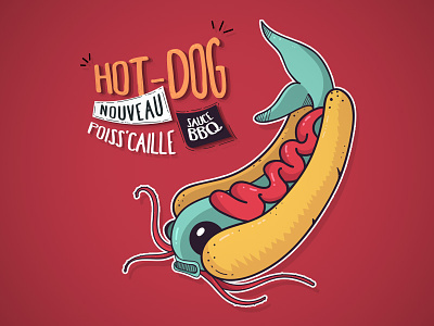 HoT-DoG - Fish & BBQ bbq fish hot dog illustration illustrator vector