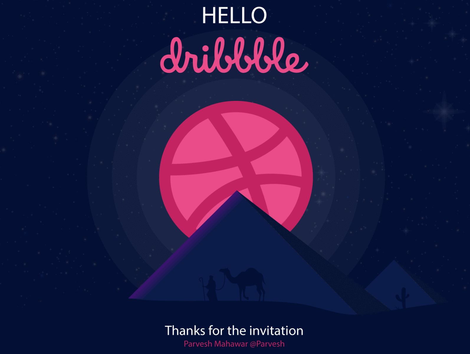 Hello dribbble egypt giza hellodribbble illustrations night pyramids vector