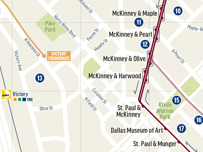 McKinney Avenue Trolley Map, Dallas adobe illustrator cartography dallas map texas transit map usa