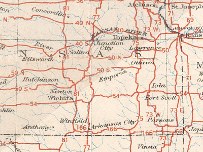 Digital Restoration of 1926 U.S. Highways Map highways map photoshop restoration usa
