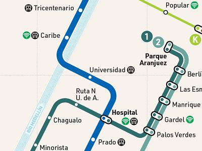 Metro de Medellin - Detail adobe illustrator cartography colombia diagram medellin south america transit map