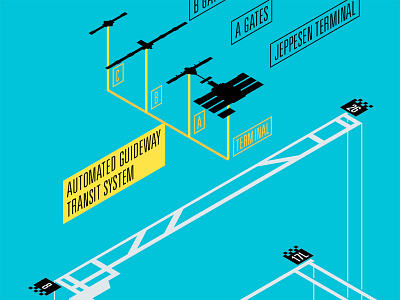 Exploded Isometric View of Denver Airport adobe illustrator airport denver international airport isometric map technical drawing