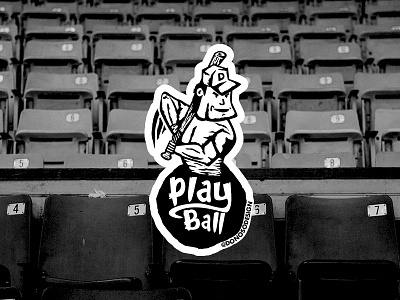 Play Ball ball baseball bat hat sticker