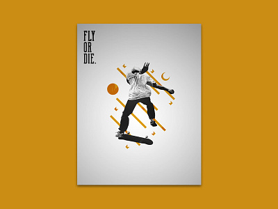 Fly Or Die design fly graphic moon skate skateboarding sun