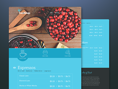 FoodShop clean coffee ecommerce flat food food menu interface restaurant shop store ui ux