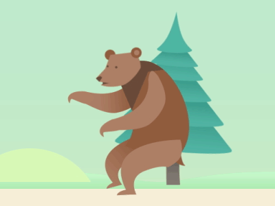 Pokey bear 2d after effects animation bear itchy photoshop tree