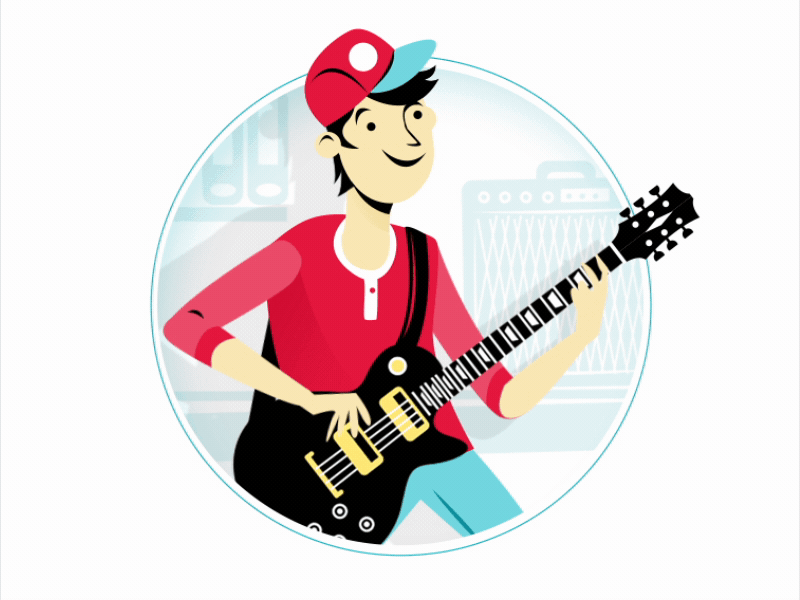 Guitar Player 2d 2danimation after affects feeling guitar guitarist illustration learning music photoshop positive vibrations