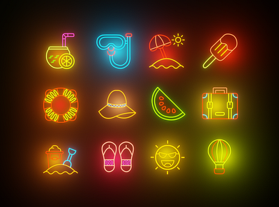 Neon Icons 3d animation app branding graphic design illustration logo motion graphics typography ui ux