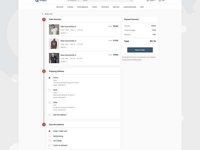 ShopQ - Checkout page | Shopping website amazon applogiq cart checkout e commerce flipkart order payment place order product shipping shopping shopq ui