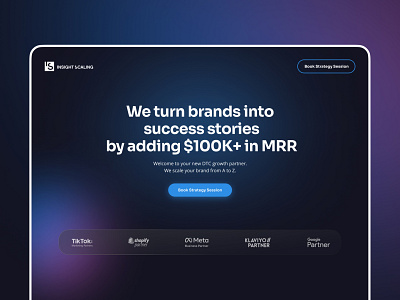 Landing Page for Insight Scaling blur branding colors dark theme design figma figma design graphic design hero section illustration landing page landing page design minimalist design modern design ui