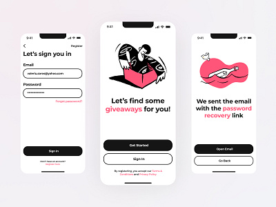 Daily UI #001 - Sign In Mobile screen 001 blur branding dailyui dailyui001 doodles figma login minimalist mobiledesign mobilelogin mobileui onecolor register ui