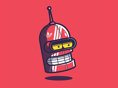 Bender Sponsored By Adidas adidas bender character design futurama illustration robot sneaker space vector