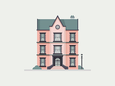 Pink House building city design estate agent house illustration movie texture vector
