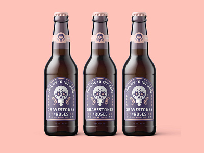 Gravestones & Roses Label Mockup badge badge logo beer bottle branding character design drink illustration skull texture vector