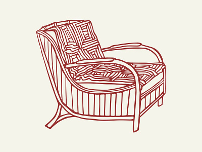 Chair blanket chair hand drawn illustration porch resort wicker