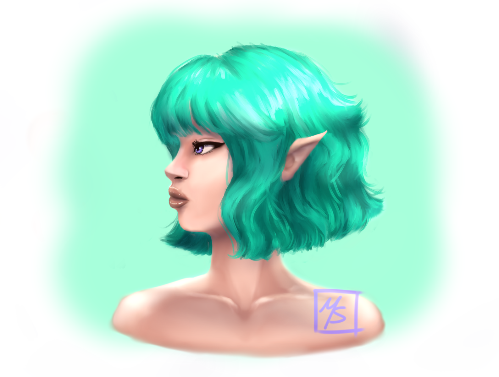 Portrait of an elf with blue hair - wide 2