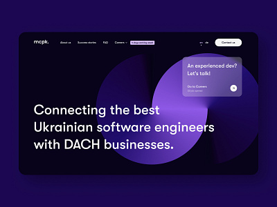 Main page for mcpk. design first screen gradient it company main mainpage purple ui web