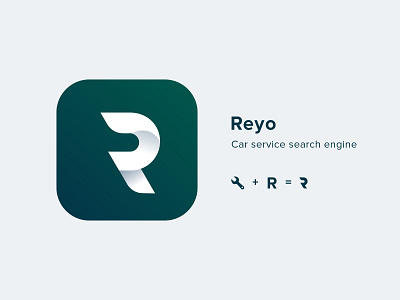 Reyo - logo & naming app app icon brand branding car car service gradient gradient icon gradient illustration gradient logo graphic design green idenity logo logotype mark naming repair service vector
