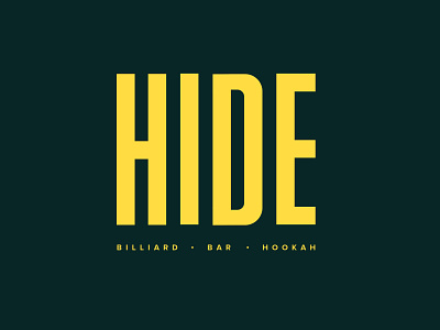HIDE logo bar billiard brand design brand identity branding green hookah identity logo logo design logodesign logotype type typogaphy vector warm yellow yellow logo логотип шрифт