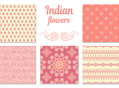 Indian flowers india mandala design paisley a flowers pattern collection pink background seamless pattern