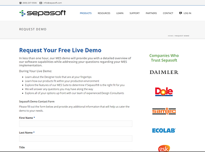 Request Demo Page form ui ux wordpress