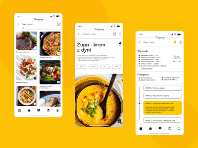 Recipes mobile app app concept design recipes mobile app ui yellow