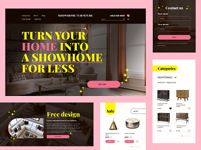Furniture Store branding concept design dribbble e commerce furniture pink ui ux yellow