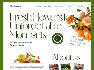 Flower shop boho branding design flowers green project ui web design website www