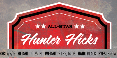 Introducing All-Star Hunter Hicks baseball birth announcement trading card