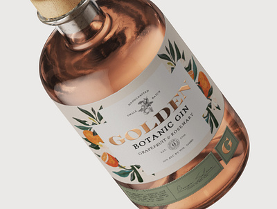 Golden Botanic Gin aini aini medina alcohol botanic gin bottle brand branding design femenine gin logo package packaging