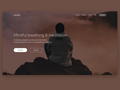 Homepage of a meditation website app branding brown calm design figma graphic design hero hero page home homepage illustration logo meditation meditation website ui vector webdesign webpage website