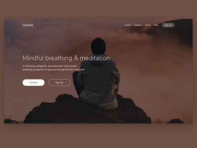 Homepage of a meditation website app branding brown calm design figma graphic design hero hero page home homepage illustration logo meditation meditation website ui vector webdesign webpage website